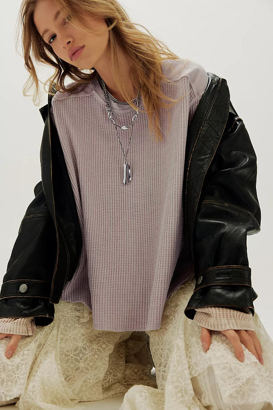 Damen Oversized Waffelstrick-Pullover mit weitem Schnitt und tiefem Raglan Shop Nory