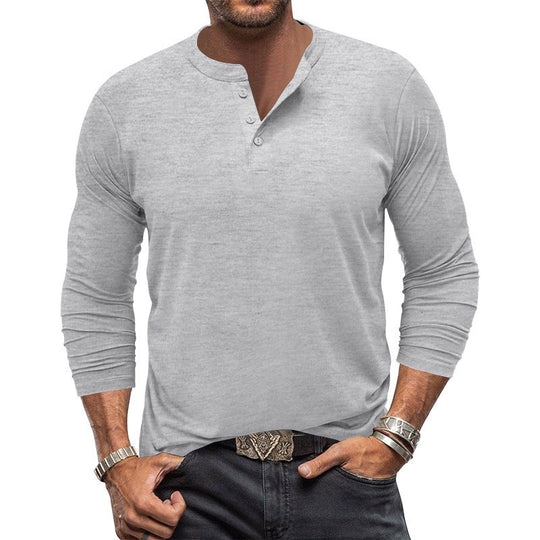 Herren Langarm T-Shirt mit Knopfleiste