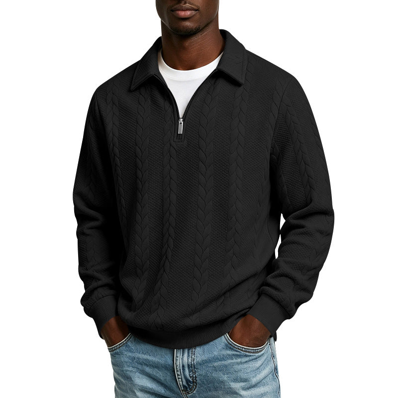 Herren Troyer-Strickpullover mit halbem Reißverschluss und Zopfmuster Shop Nory