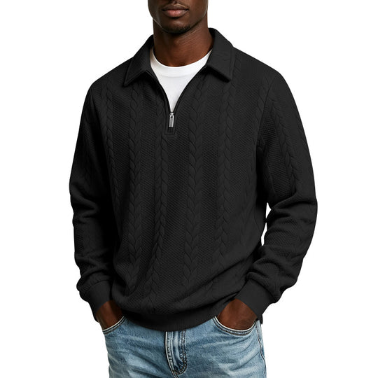 Herren Troyer-Strickpullover mit halbem Reißverschluss und Zopfmuster Shop Nory