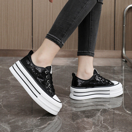 Damen Glitzernde Plateau Sneakers mit komfortablem Design