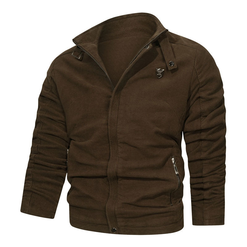Herren Slim-Fit Canvas-Bomber mit Hochkragen, Schnallenakzent und verdeckter Reißverschlussleiste Shop Nory