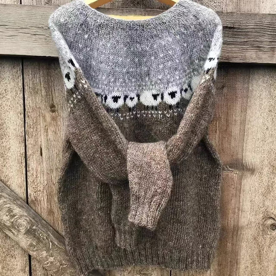 Damen nan Norwegerpullover aus Wollmix mit Rundhalsausschnitt und traditionellem Fair-Isle-Yoke Shop Nory