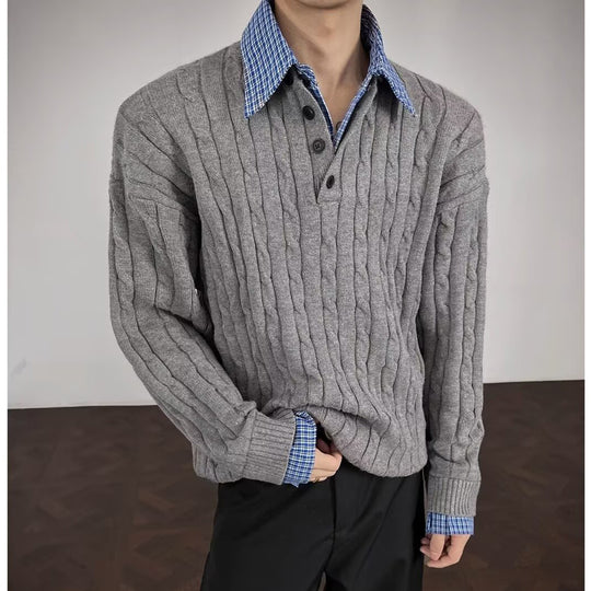 Herren Modischer Grobstrickpullover mit V-Ausschnitt Shop Nory
