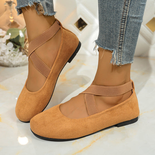 Damen Stylish Ballerinas mit elastischem Kreuzriemen und atmungsaktivem Obermaterial