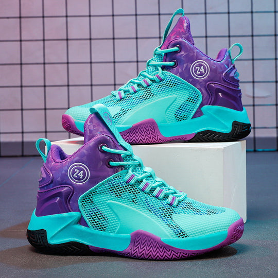 Herren Basketball-High-Top Sneaker mit geometrischem Struktur-Obermaterial und griffiger Herringbone-Sohle Shopy Nory