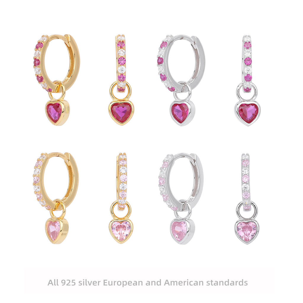 Damen Ohrhänger mit herzförmigem Anhänger aus 925 Sterling Silber und funkelnden Zirkonia Shop Nory
