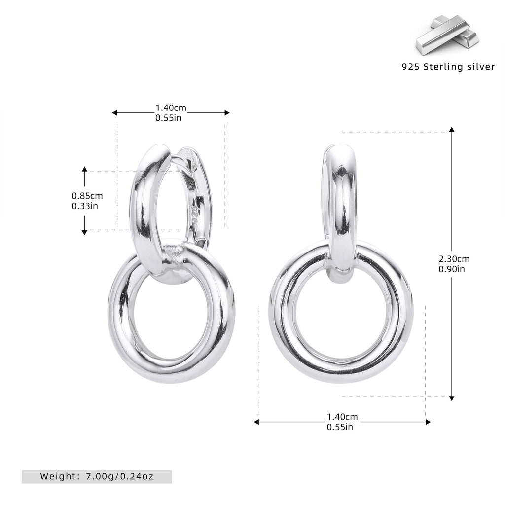 Damen Creolen mit doppeltem Ringdesign aus hochwertigem 925 Sterling Silber Shop Nory