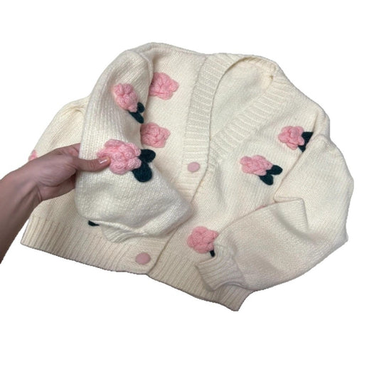 Damen Strickjacke mit Blumenmuster Shop Nory