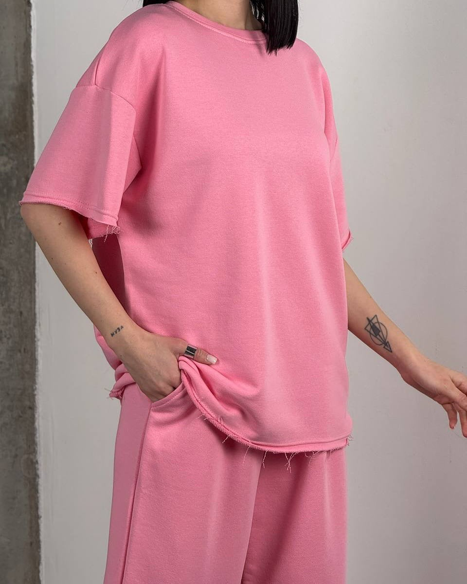 Damen Bequemes Loungewear-Set mit weit geschnittenem Oberteil und lässigen Hosen Shopnory