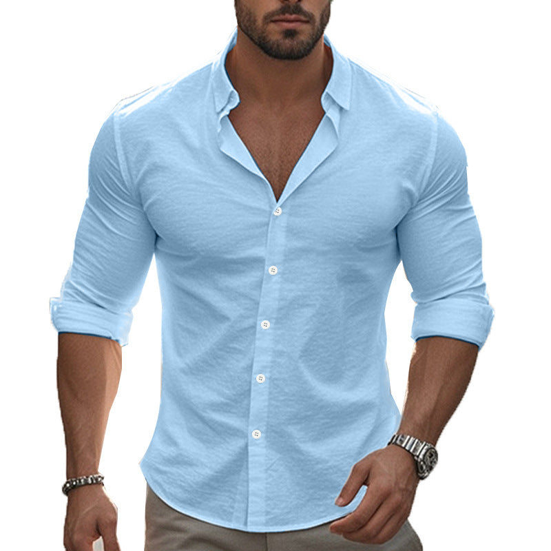 Herren Elegantes Langarmhemd mit modernem Kragen und hochwertiger Baumwollstruktur