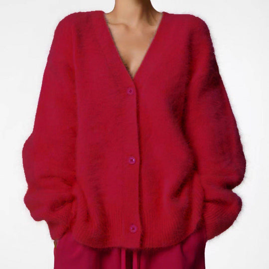 Damen Flauschiger Oversized Cardigan