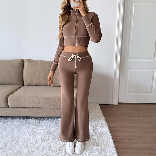 Damen Elegantes Sportliches Set mit hohem Kragen und elastischem Bund Shop Nory