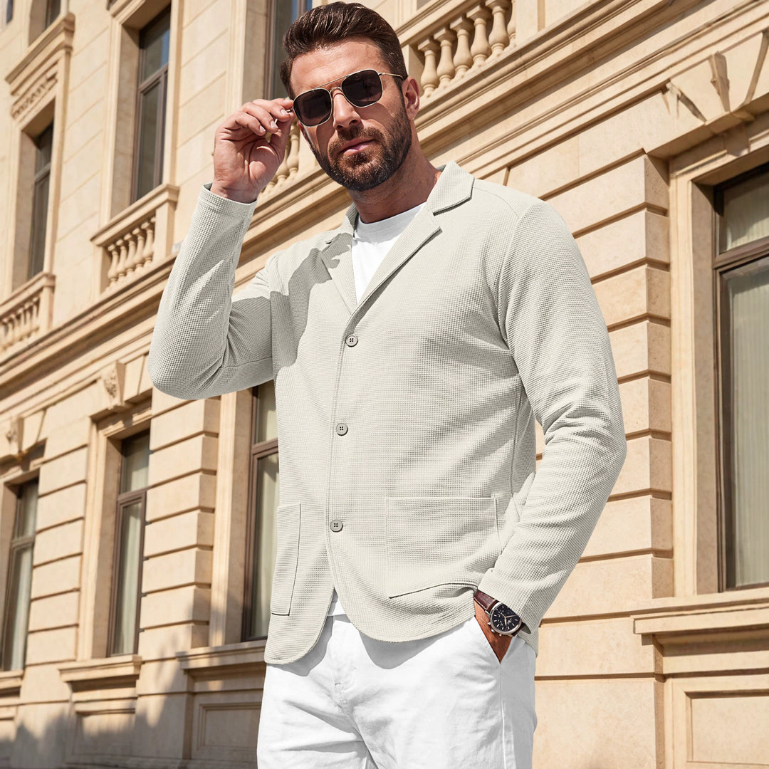 Herren Strickblazer-Cardigan mit Strukturstrick und aufgesetzten Taschen Shop Nory