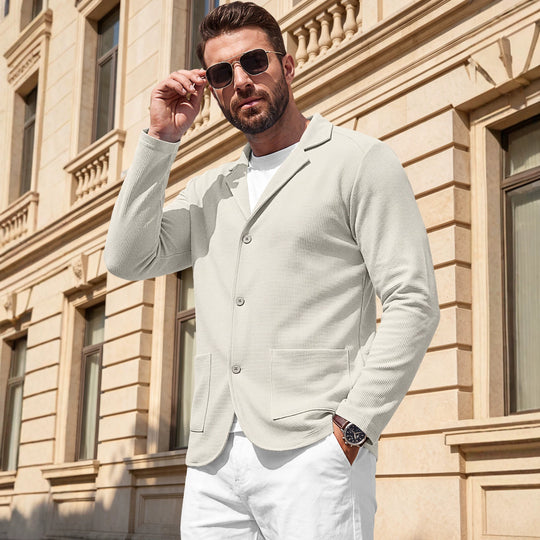 Herren Strickblazer-Cardigan mit Strukturstrick und aufgesetzten Taschen Shop Nory