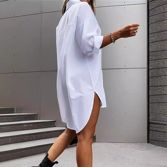 Damen chemisierter Oversized-Hemdblusenkleid