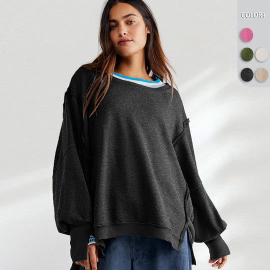 Damen Oversized Sweatshirt mit kreativem Saumdesign