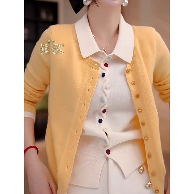 Damen Elegante Strickjacke mit Knopfdetails Shop Nory