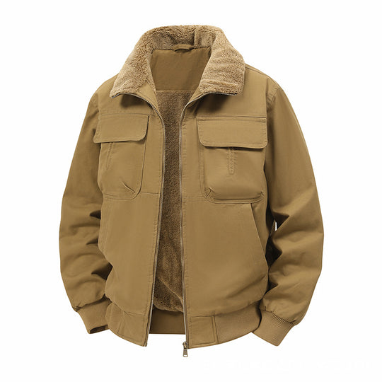 Herren Thermo‑Bomberjacke mit durchgehendem Reißverschluss, Sherpa‑Kragen und Utility‑Taschen Shop Nory