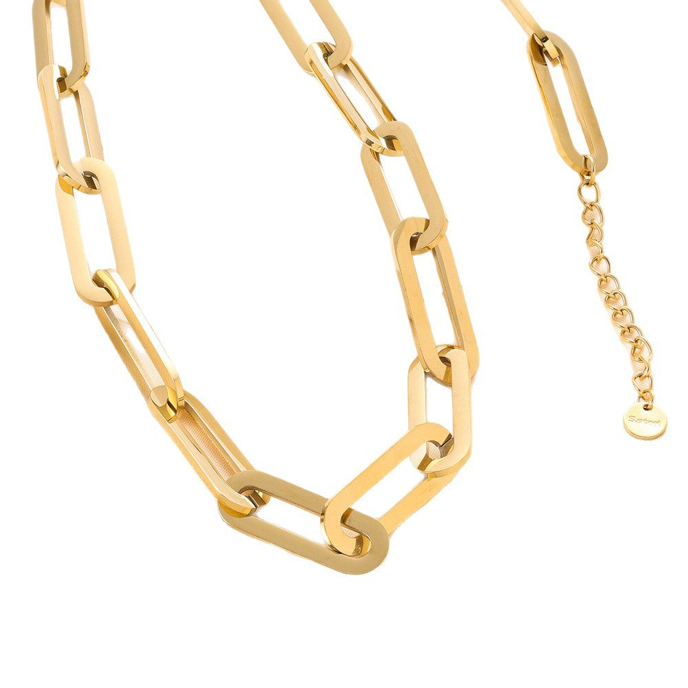 Damen Halskette aus hochwertigem Edelstahl mit modernem Glieder-Design Shop Nory