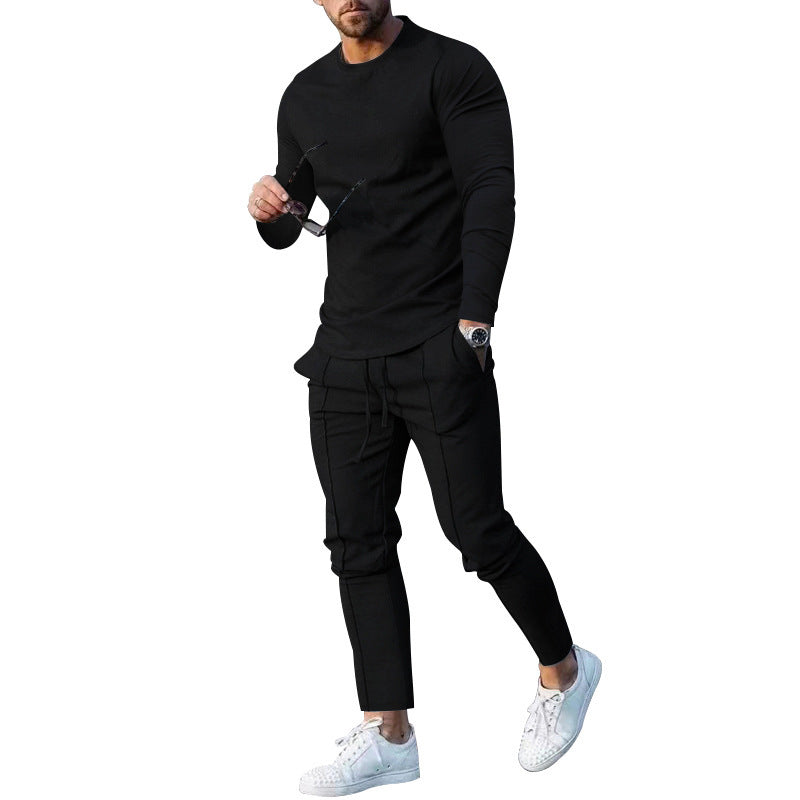 Herren nan athletisches Longsleeve- und Nahtdetail-Jogginghose-Set mit schlanker Passform Shop Nory