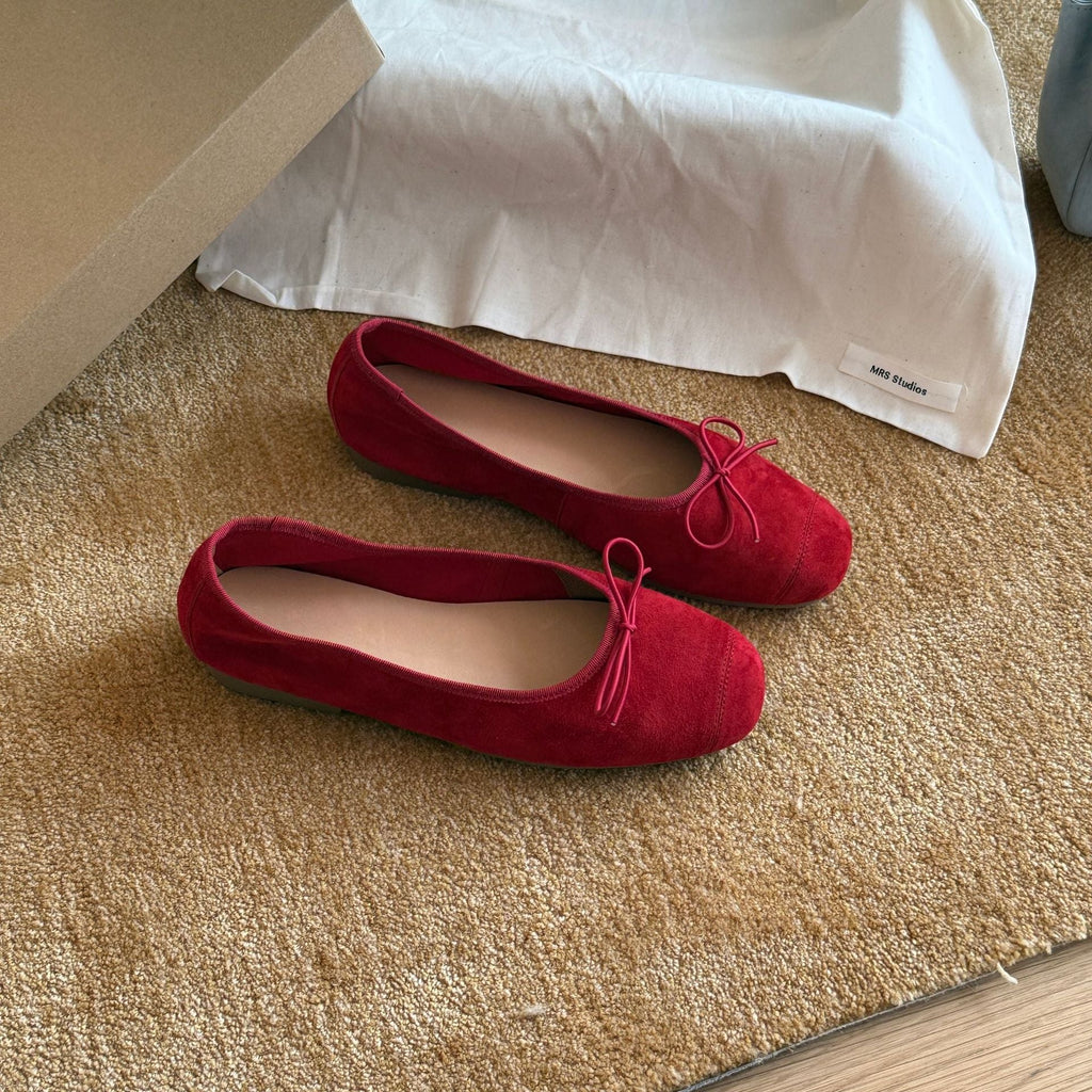 Damen Ballerinas aus weichem Wildleder mit modischem Schleifendetail
