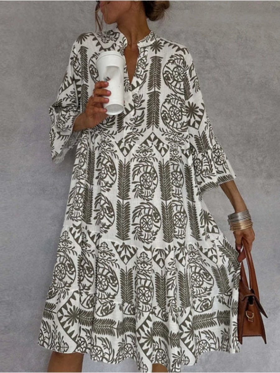 Damen Tunika-Kleid mit floralem Design und lockerer Passform
