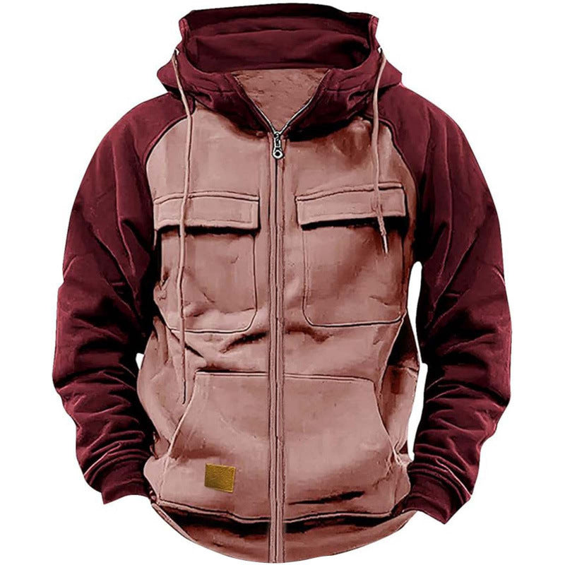 Herren Kapuzenjacke mit Cargo-Taschen und durchgehendem Reißverschluss Shop Nory