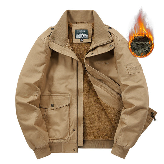 Herren Thermo-Field-Bomberjacke mit Teddyfutter, Stehkragen und Utility-Taschen Shop Nory