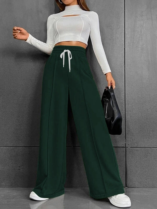 Damen nan weite High-Waist Palazzo-Jogginghose mit Kordelzug und Bügelfalte Shop Nory