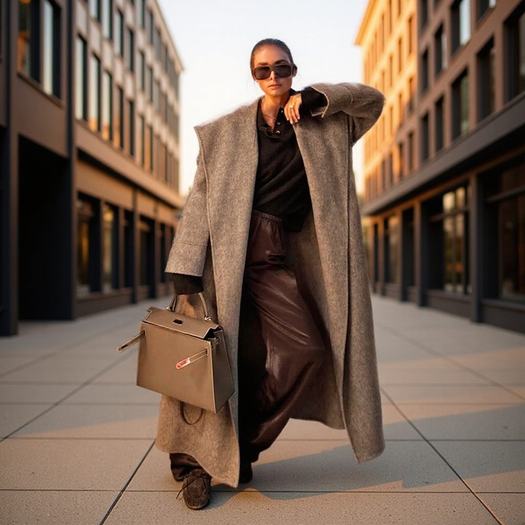Damen Oversize Wollmix‑Mantel mit Schalkragen und lässiger Maxilänge Shop Nory