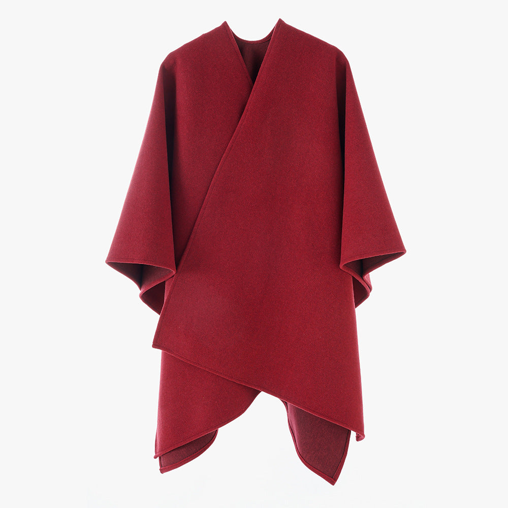 Damen Oversize Filz‑Cape mit Wickeloptik und verdeckter Kantenverarbeitung Shop Nory