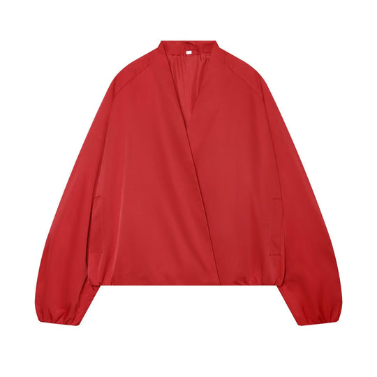 Damen Leichte Cropped Bomberjacke im Oversize‑Look mit offenem Schalkragen Shop Nory