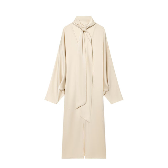 Damen Langes Hemdblusen-Kleid mit Schleifenkragen und Kimonoärmeln Shop Nory
