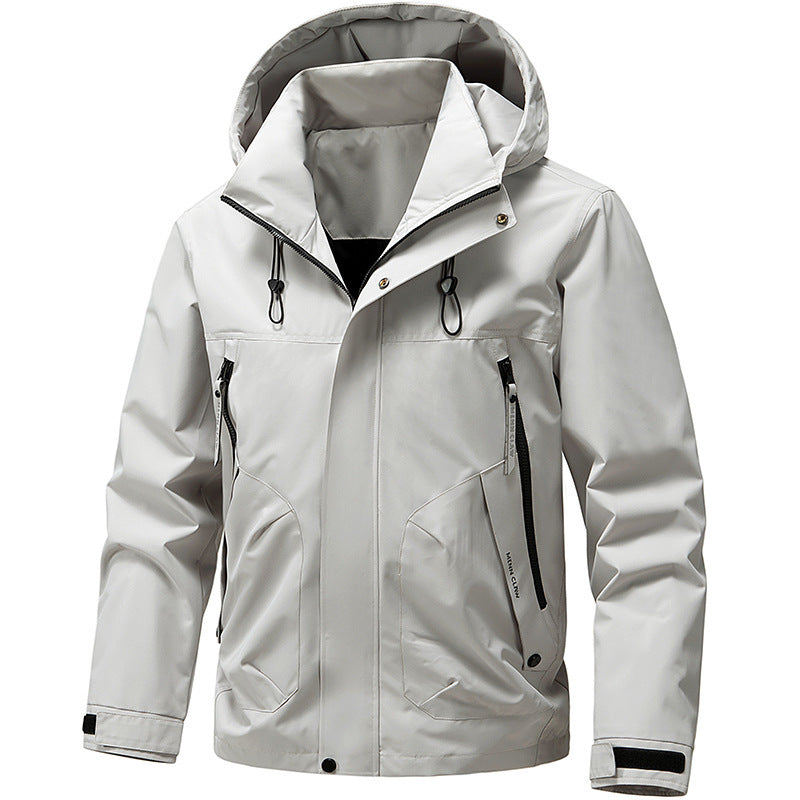 Herren Atmungsaktive Softshell Outdoorjacke mit winddichter Membran, verstellbarer Kapuze und Reißverschlusstaschen Shop Nory