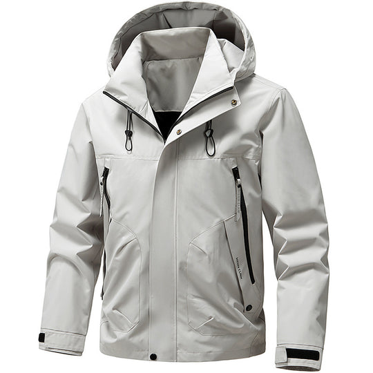 Herren Atmungsaktive Softshell Outdoorjacke mit winddichter Membran, verstellbarer Kapuze und Reißverschlusstaschen Shop Nory
