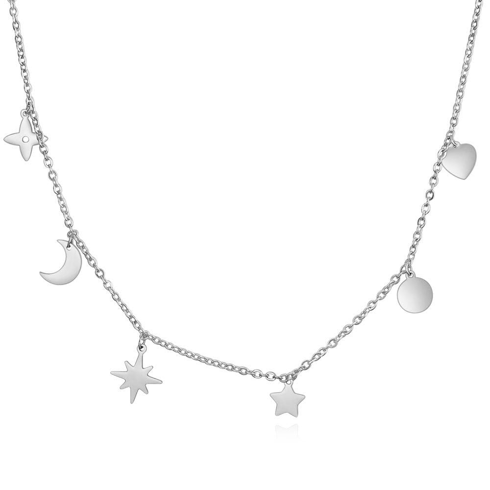 Damen Halskette mit charmanten Anhängern und feiner Gliederkette Shop Nory