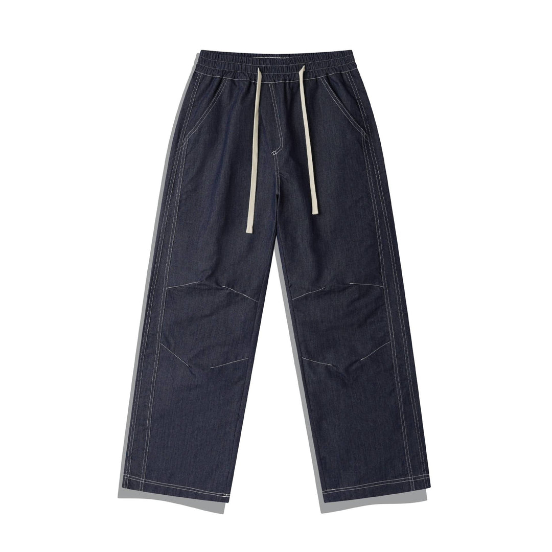 Damen Weite Denim-Cargo-Culotte mit elastischem Bund und Kontraststeppung Shop Nory