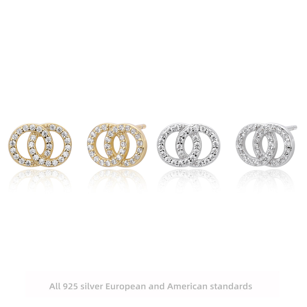 Damen Ohrstecker mit verspieltem Doppelring-Design aus 925 Sterling Silber Shop Nory