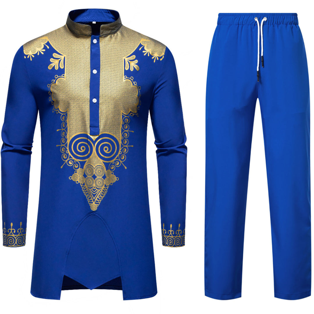 Herren Traditionelles Tunika-Set mit Mandarinkragen und goldverzierten Ornamenten Shop Nory