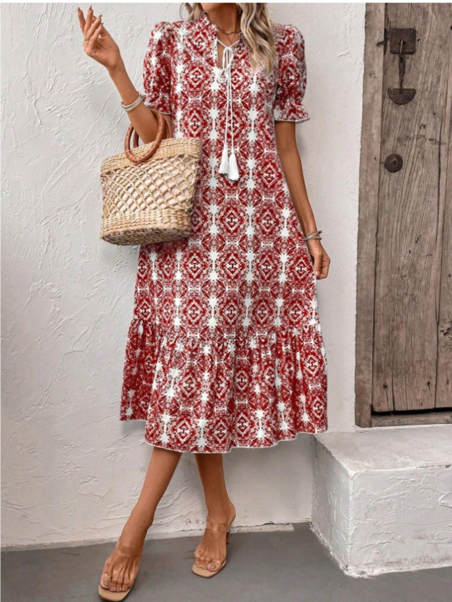 Damen Sommerliches Tunika-Kleid mit eleganten Schnüroptionen Shopnory