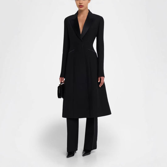 Damen Taillierter Abendlicher Mantel-Blazer mit Satinrevers und schlanker Silhouette Shop Nory