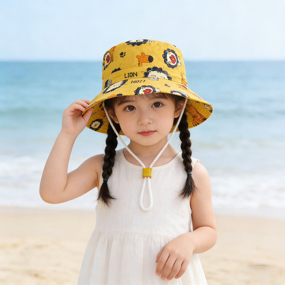 Unisex nan Kinder-Sonnenhut mit Wendemotiv, Kinnband und hohem UV-Schutz  Shopnory