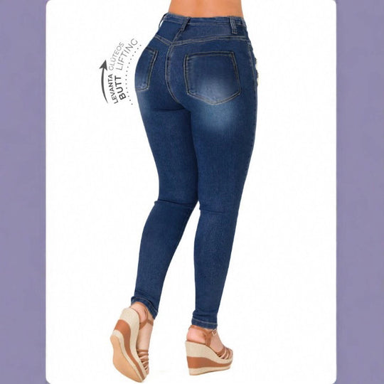 Damen Hochtaillierte Slim‑Fit Jeanshose mit dekorativen Frontreißverschlüssen Shop Nory
