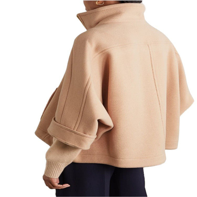 Damen Kurzcape-Jacke aus Wollmix mit Stehkragen und Reißverschluss Shop Nory