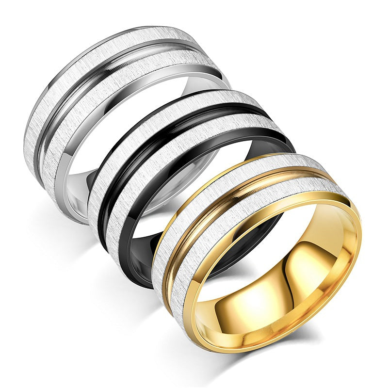 Herren Ring mit stilvollem gebürstetem Edelstahl und schwarzem Akzent Shop Nory