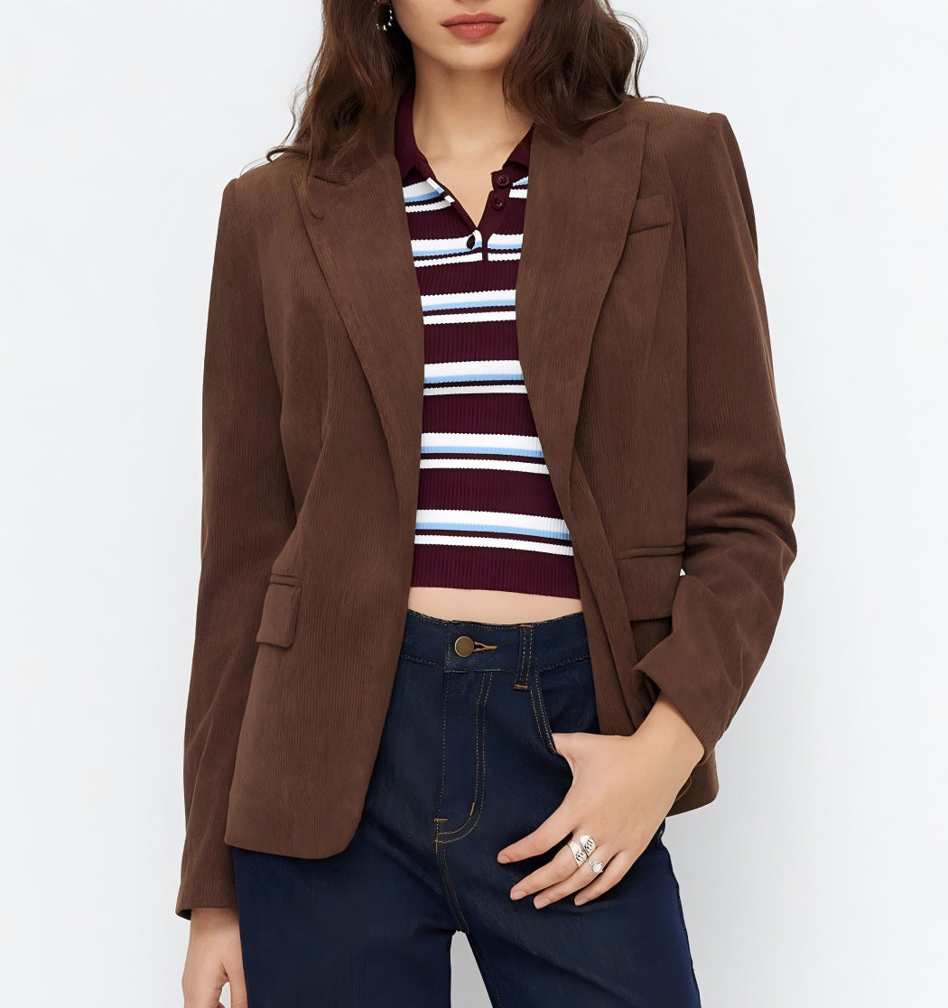 Damen Kord-Blazer mit schmaler Silhouette, schmalem Revers und Pattentaschen Shop Nory