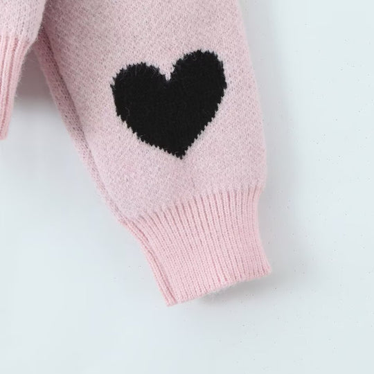 Damen Herz-Intarsien-Pullover mit Rundhalsausschnitt und legerer Passform Shop Nory