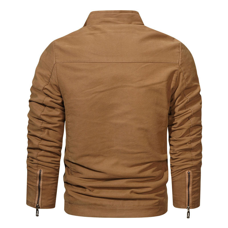 Herren Slim-Fit Canvas-Bomber mit Hochkragen, Schnallenakzent und verdeckter Reißverschlussleiste Shop Nory