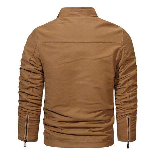 Herren Slim-Fit Canvas-Bomber mit Hochkragen, Schnallenakzent und verdeckter Reißverschlussleiste Shop Nory